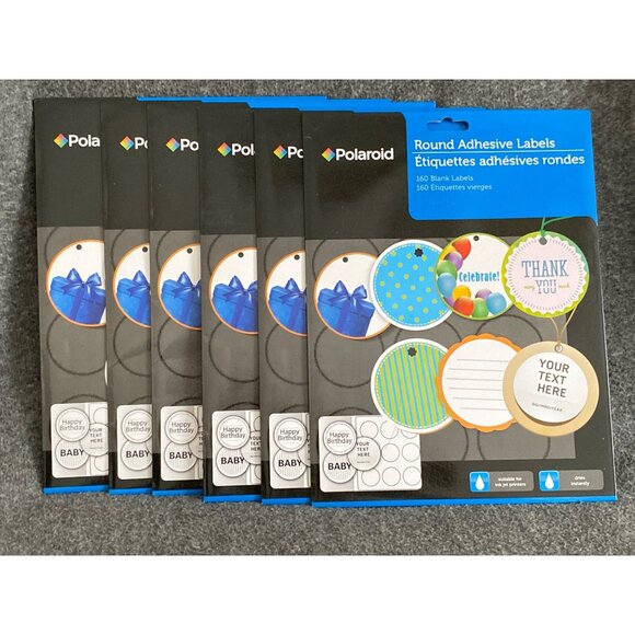 VTG Polaroid Round Adhesive Label Blank 160 Ct Lot of 8 Package 1 Pack Rectang - Picture 8 of 13